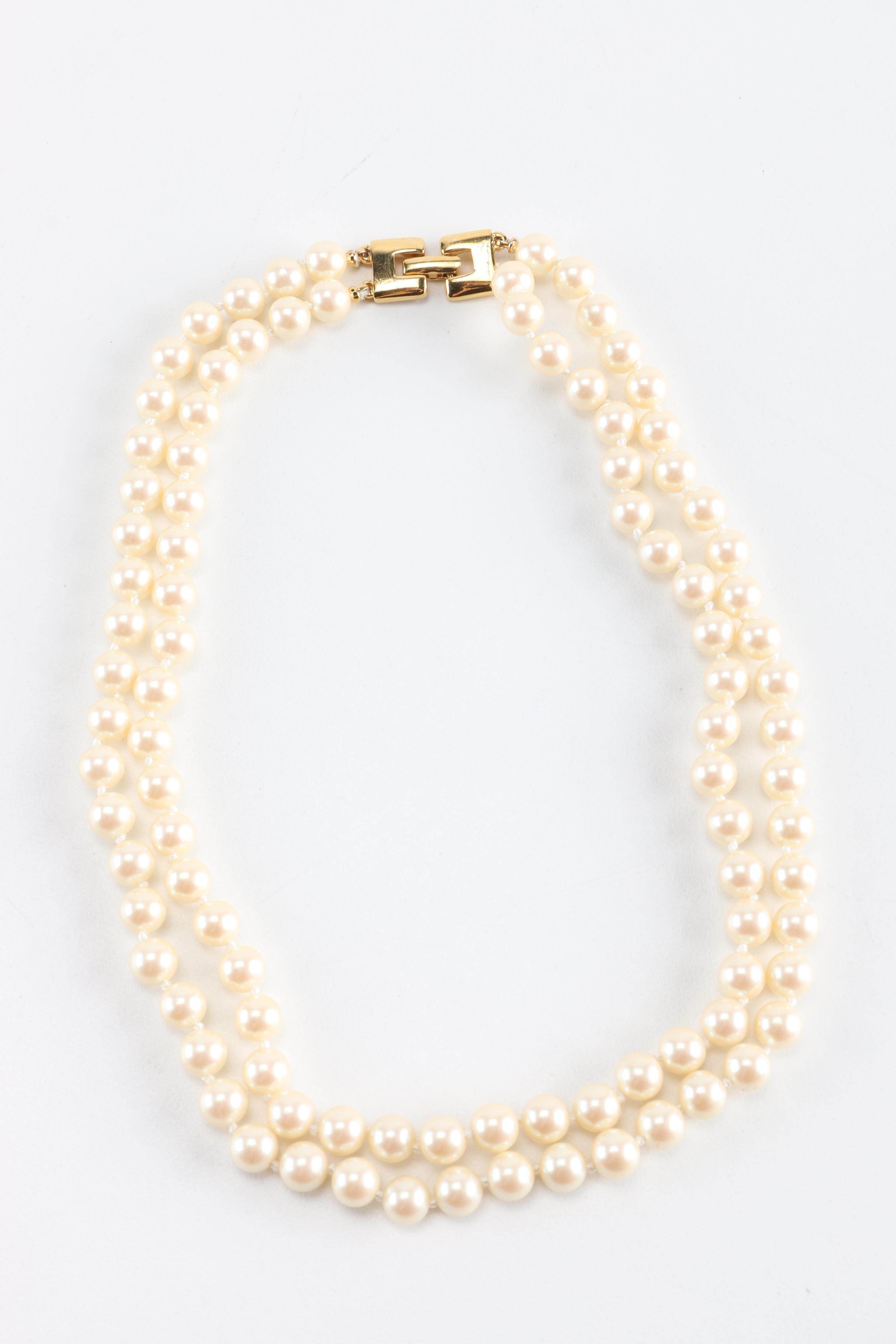 Three Faux Pearl Necklaces Featuring Monet