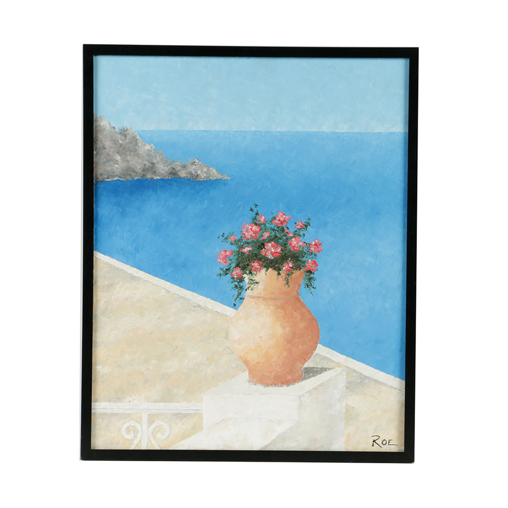 Todd Roe Oil Painting on Canvas "Mediterranean on My Mind"