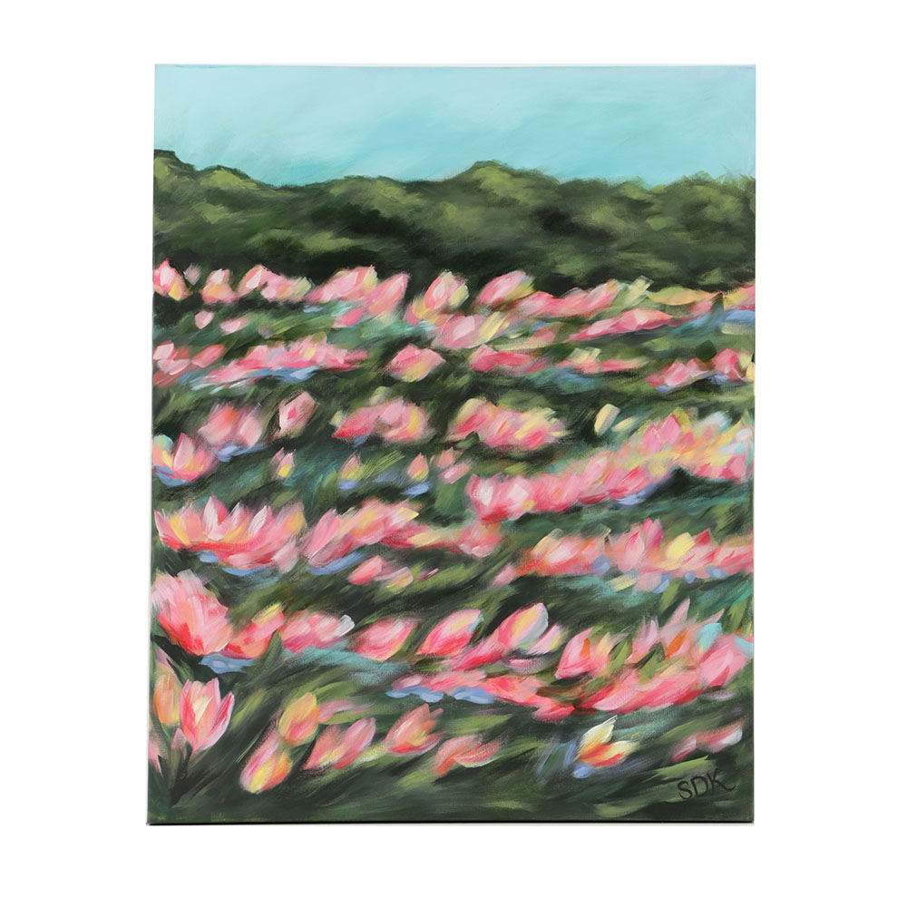 Stephanie Kastner Oil Painting on Canvas of Flowering Field