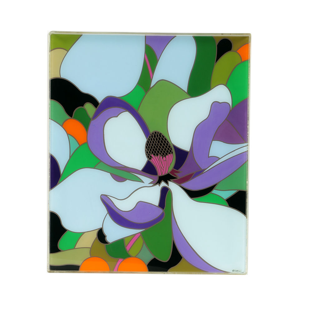 Evelyn L. Liner Reverse Lucite Painting "Blue Flower #4"