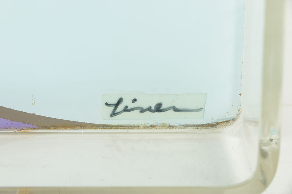 Evelyn L. Liner Reverse Lucite Painting "Blue Flower #4"