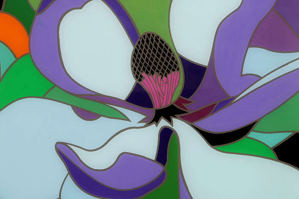 Evelyn L. Liner Reverse Lucite Painting "Blue Flower #4"