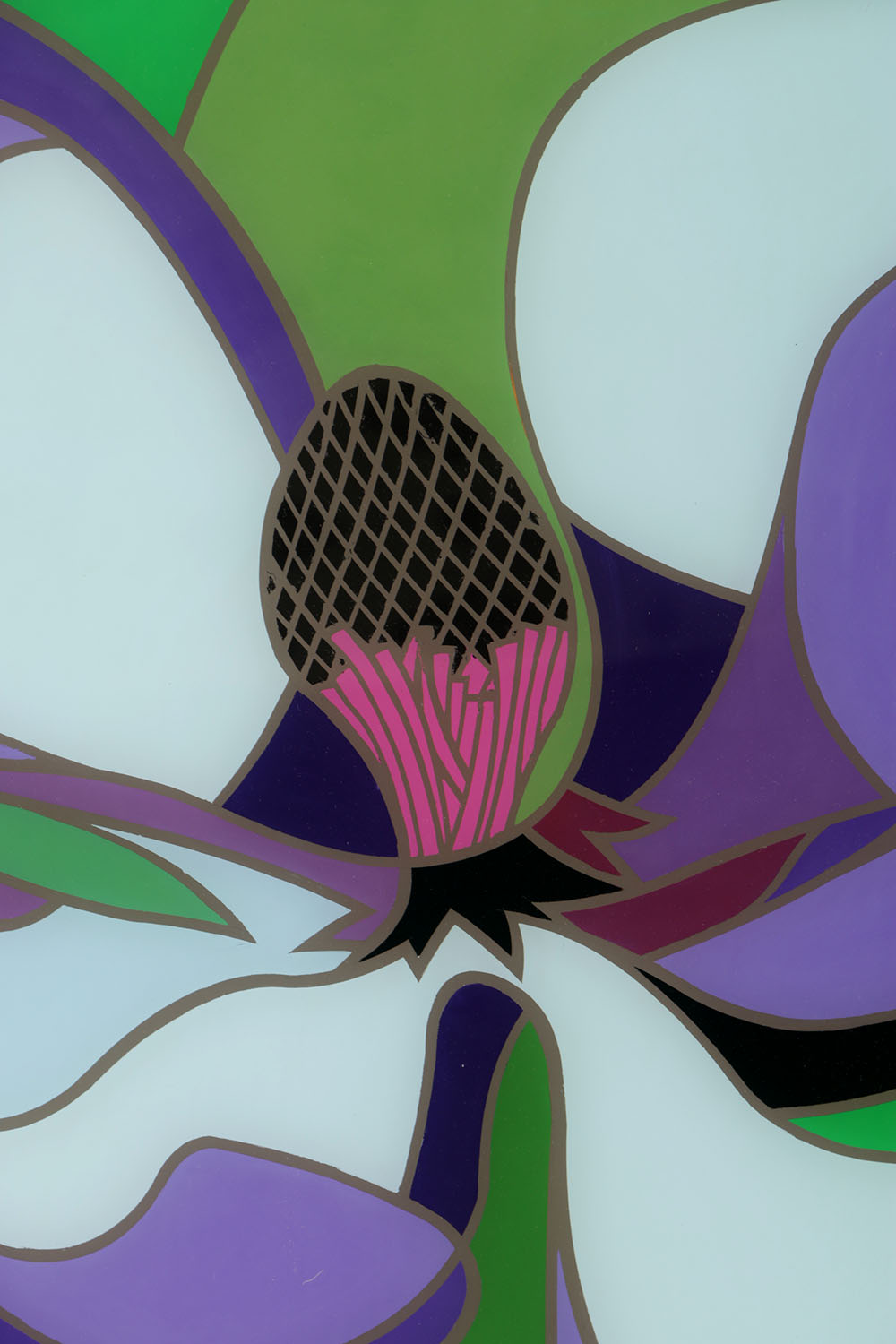 Evelyn L. Liner Reverse Lucite Painting "Blue Flower #4"