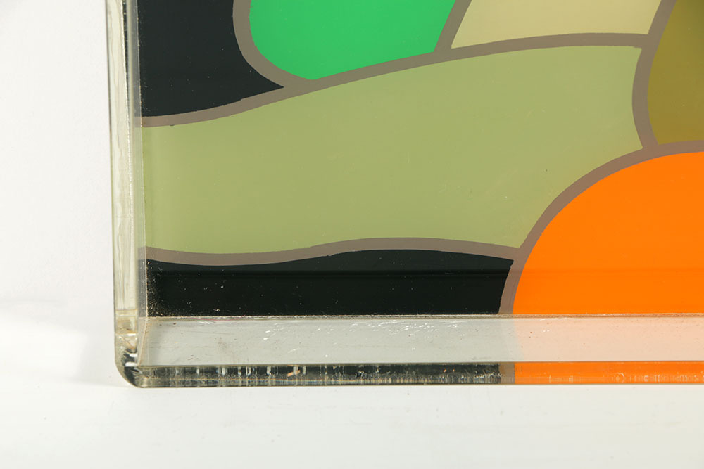 Evelyn L. Liner Reverse Lucite Painting "Blue Flower #4"