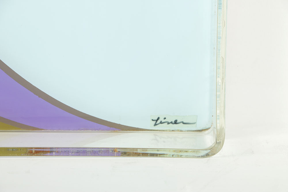 Evelyn L. Liner Reverse Lucite Painting "Blue Flower #4"