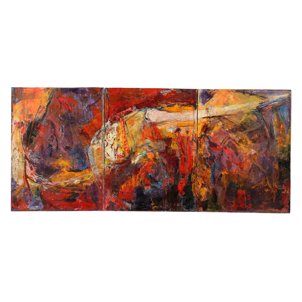 Denyse Wilhelm Mixed Media on Canvas Triptych "Kellipots"