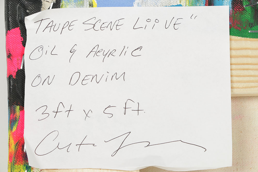 Anthony Frommeyer Oil Painting on Denim "Taupe Scene Liive"