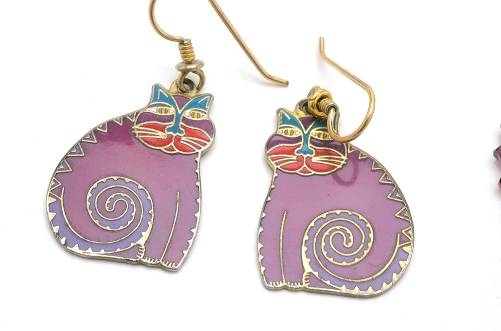 Enameled Jewelry with Cat, Flower, Irish Harp Themes