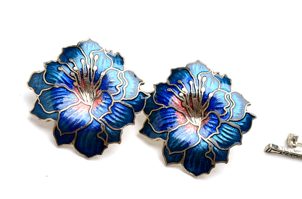 Enameled Jewelry with Cat, Flower, Irish Harp Themes