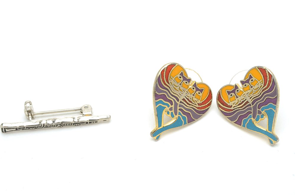 Enameled Jewelry with Cat, Flower, Irish Harp Themes