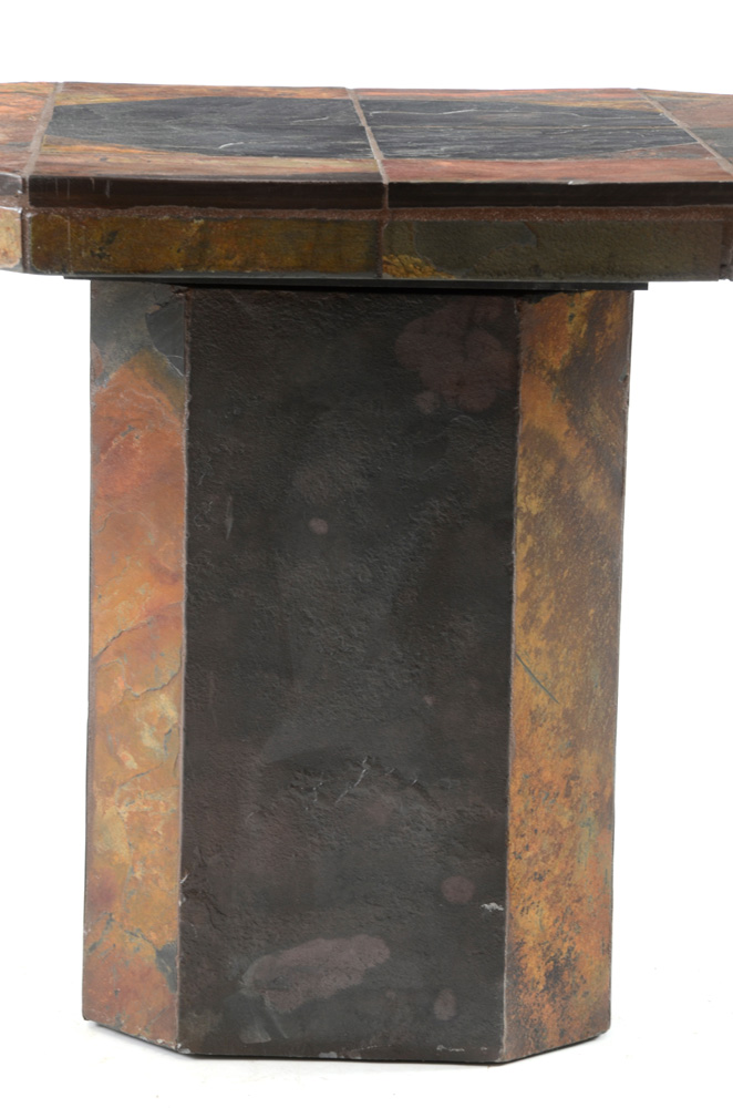 Slate Pedestal End Table