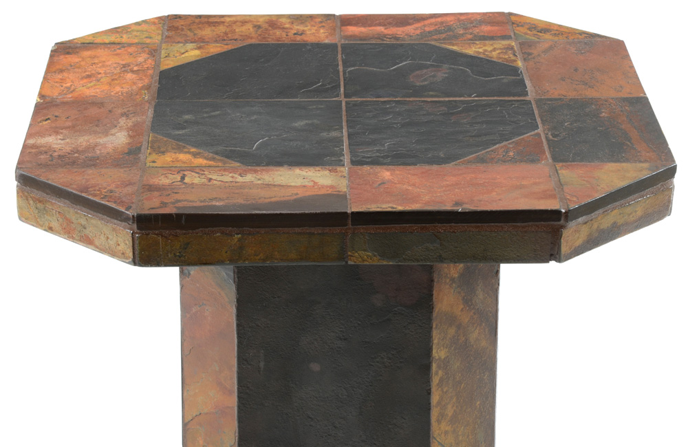 Slate Pedestal End Table