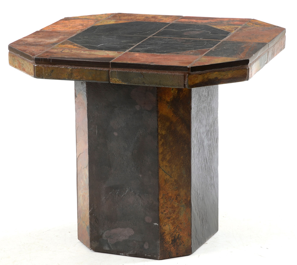 Slate Pedestal End Table