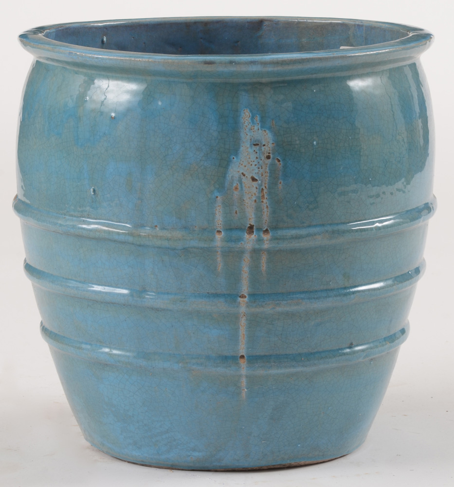 Large Blue Glazed Ceramic Garden Planters