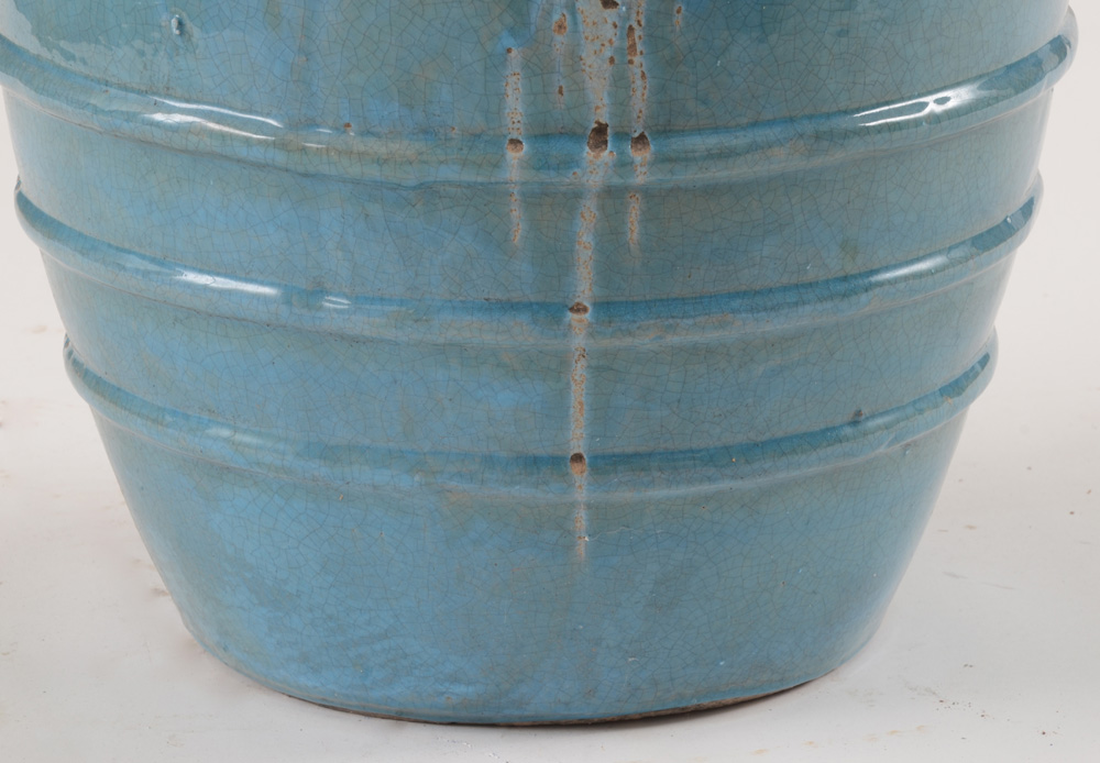 Large Blue Glazed Ceramic Garden Planters
