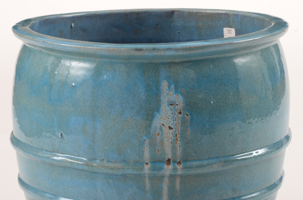 Large Blue Glazed Ceramic Garden Planters