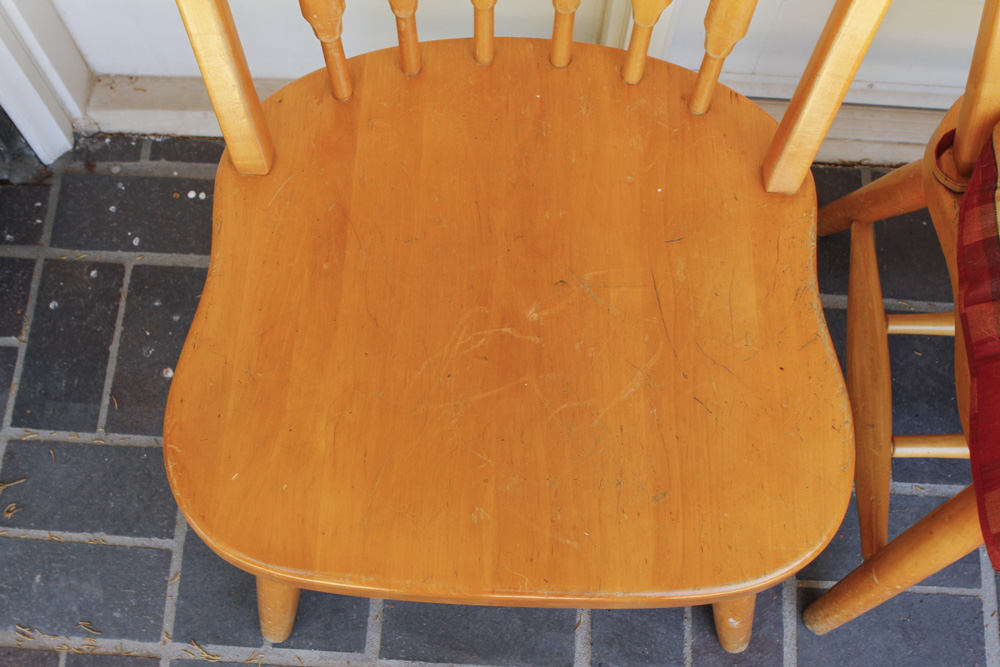 Kitchen Chairs with Plaid Seat Cushions