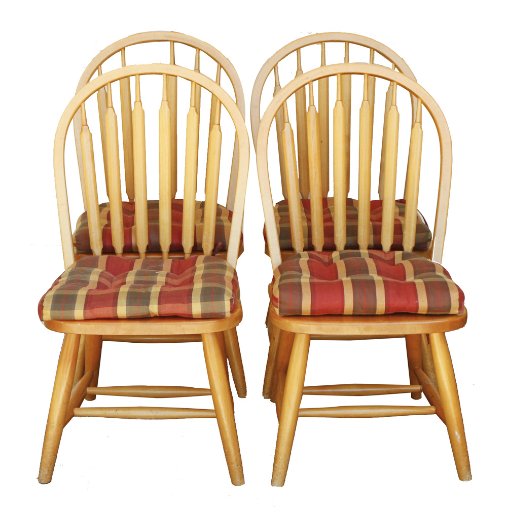 Kitchen Chairs with Plaid Seat Cushions