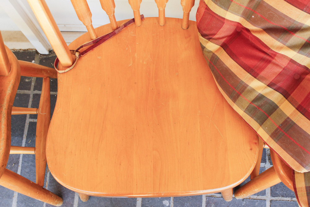 Kitchen Chairs with Plaid Seat Cushions