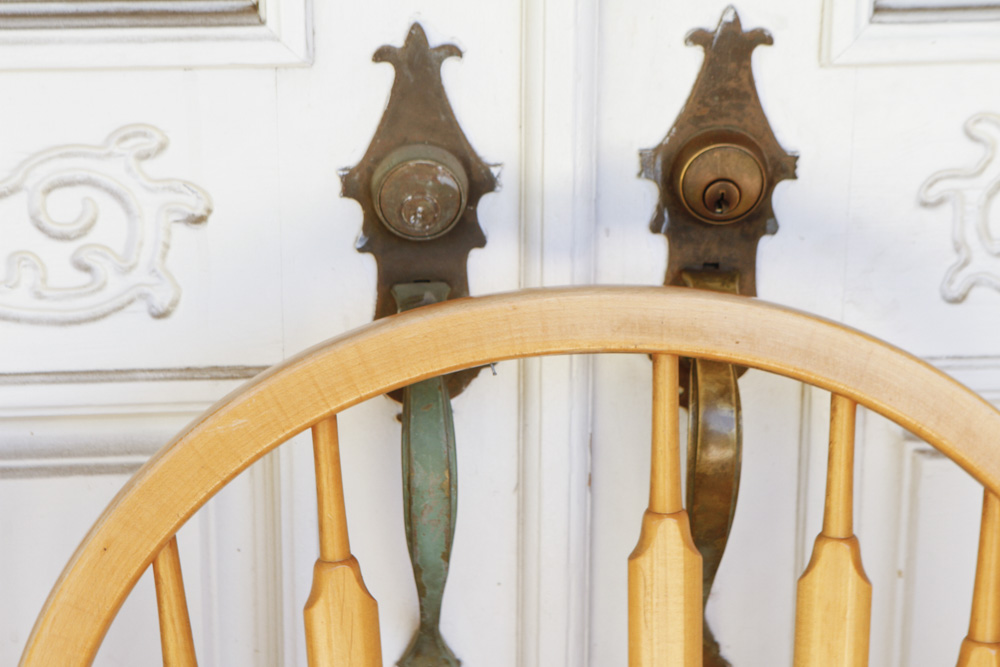 Kitchen Chairs with Plaid Seat Cushions