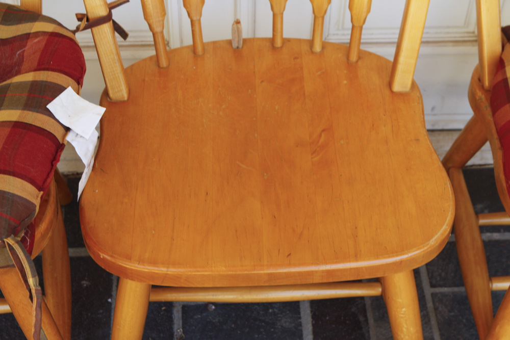 Kitchen Chairs with Plaid Seat Cushions
