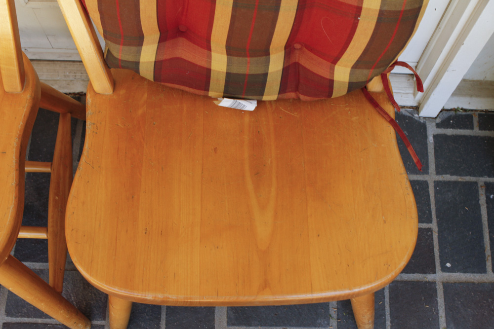 Kitchen Chairs with Plaid Seat Cushions