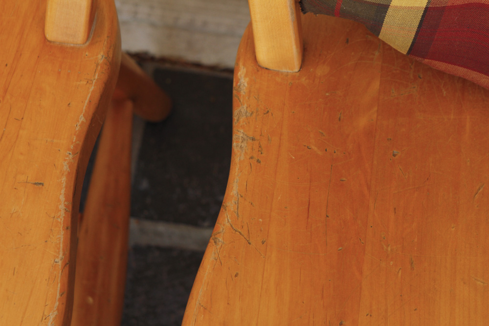Kitchen Chairs with Plaid Seat Cushions
