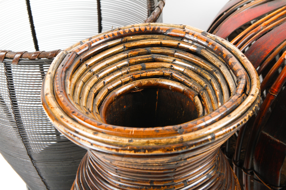 Collection of Woven Baskets and Vases