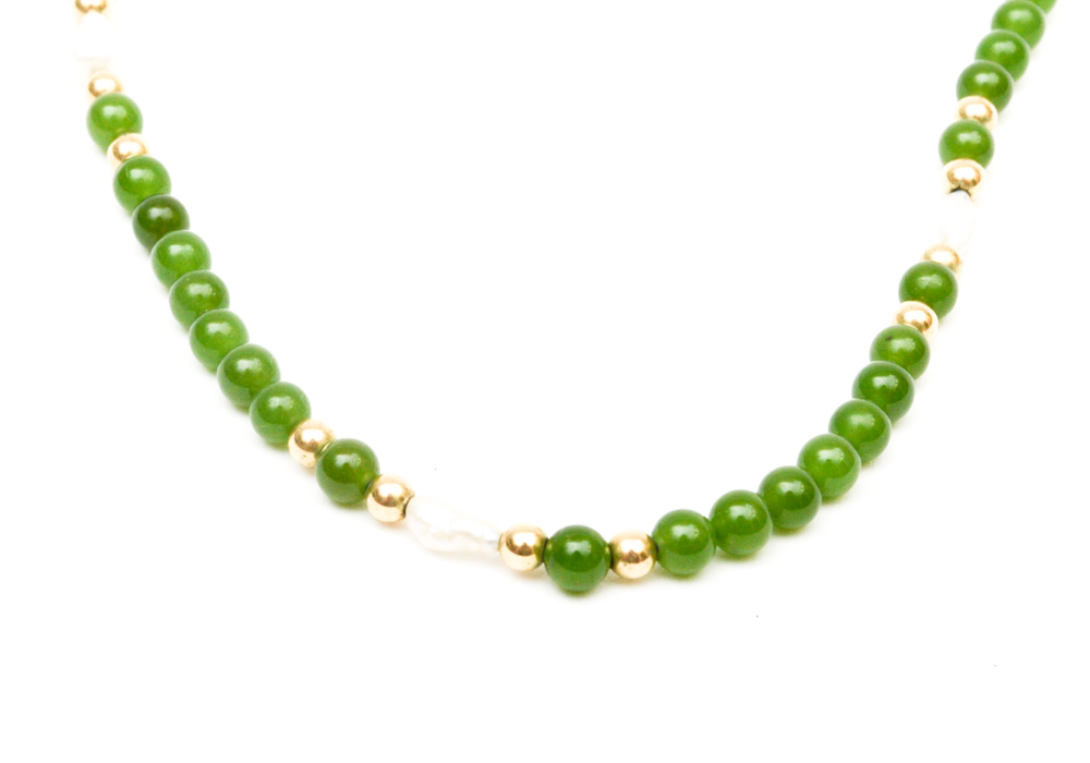 Group of Beaded Jewelry Including, Lapis, Cloisonne, Amethyst, Quartz, Nephrite, Pearls, and Garnet