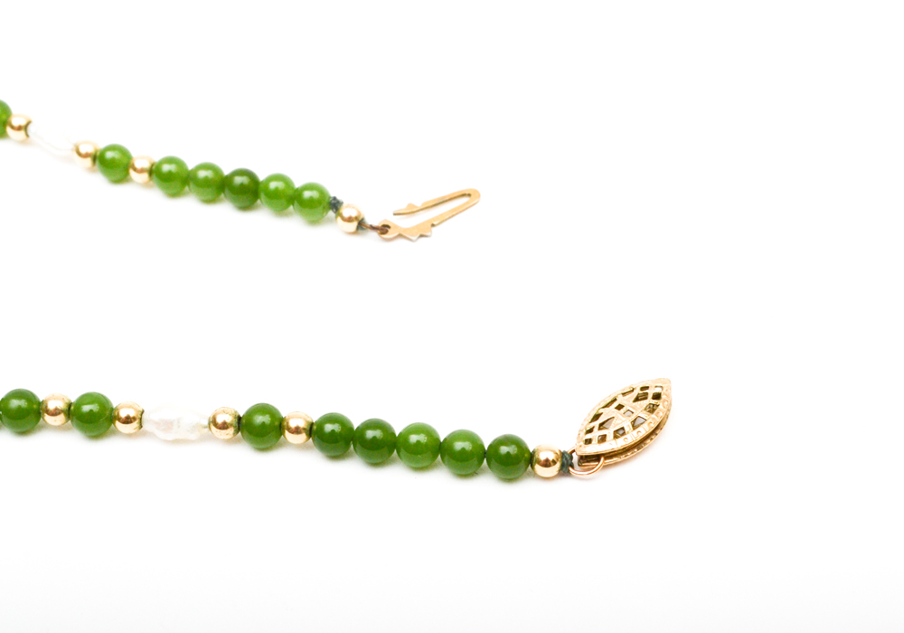 Group of Beaded Jewelry Including, Lapis, Cloisonne, Amethyst, Quartz, Nephrite, Pearls, and Garnet