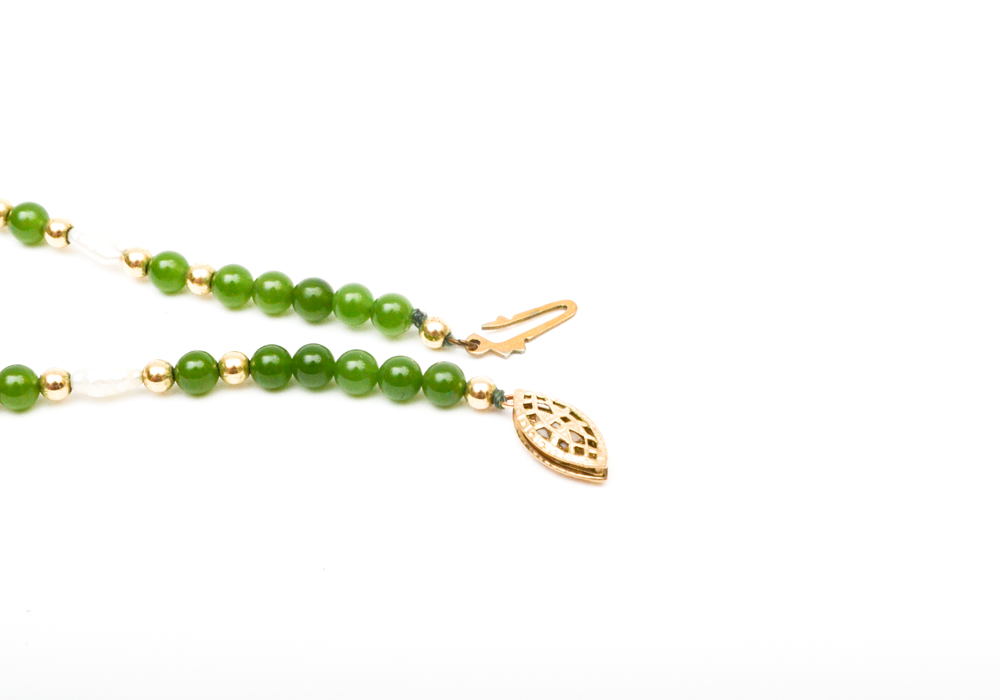 Group of Beaded Jewelry Including, Lapis, Cloisonne, Amethyst, Quartz, Nephrite, Pearls, and Garnet