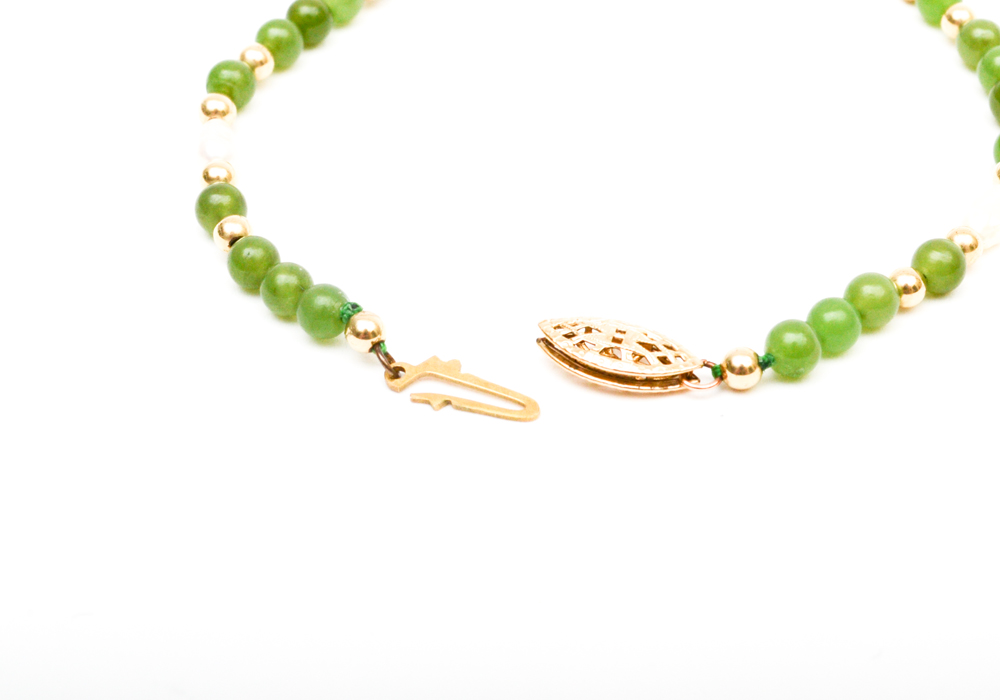 Group of Beaded Jewelry Including, Lapis, Cloisonne, Amethyst, Quartz, Nephrite, Pearls, and Garnet