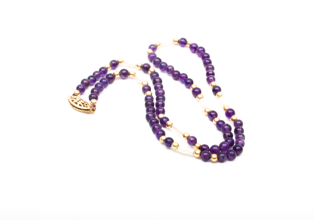 Group of Beaded Jewelry Including, Lapis, Cloisonne, Amethyst, Quartz, Nephrite, Pearls, and Garnet