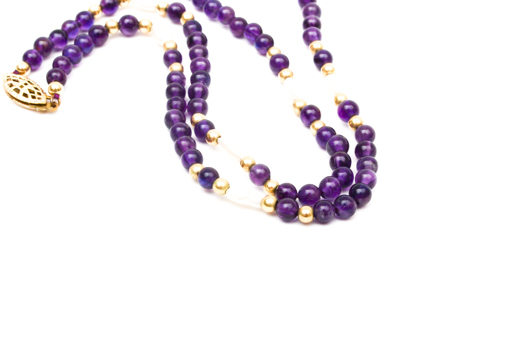 Group of Beaded Jewelry Including, Lapis, Cloisonne, Amethyst, Quartz, Nephrite, Pearls, and Garnet