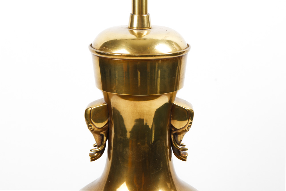 Vintage Solid Brass Marbro Lamp with Elephant Motif