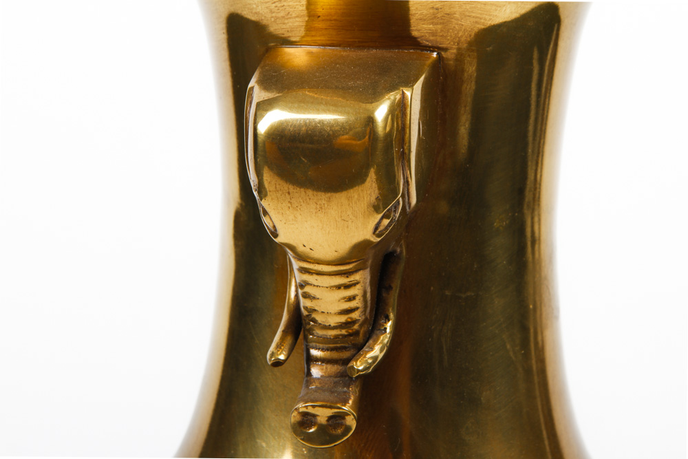 Vintage Solid Brass Marbro Lamp with Elephant Motif