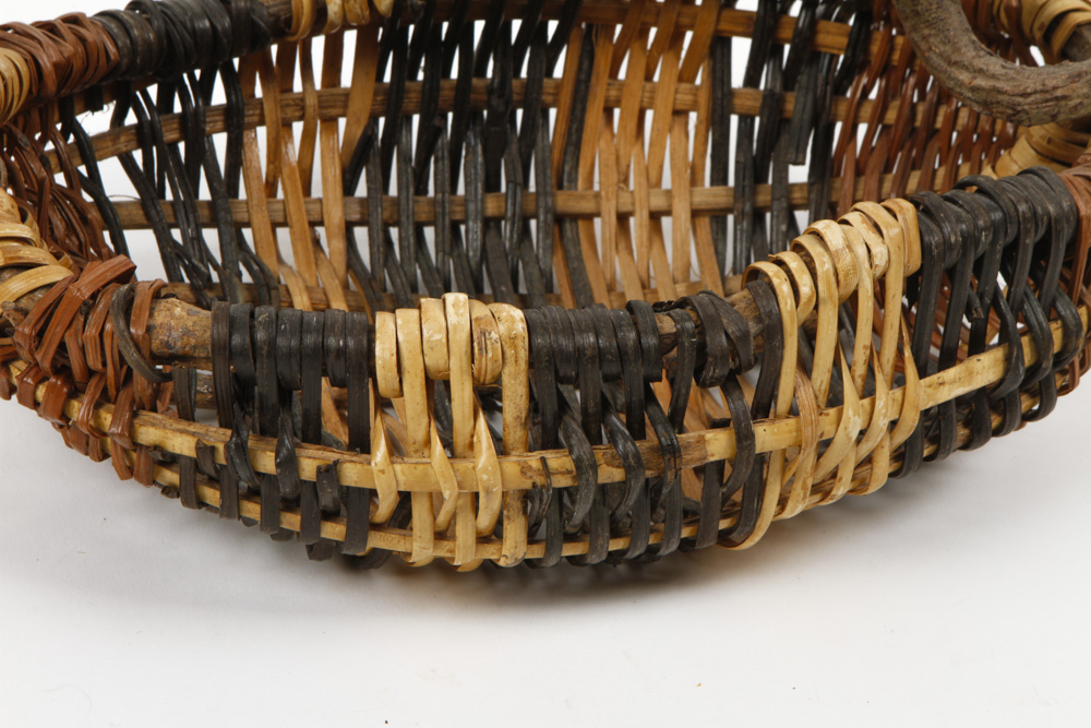 Handwoven Basket with Grapevine Handle
