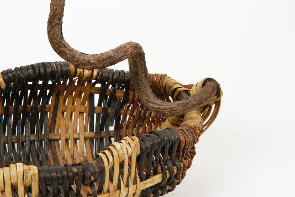 Handwoven Basket with Grapevine Handle