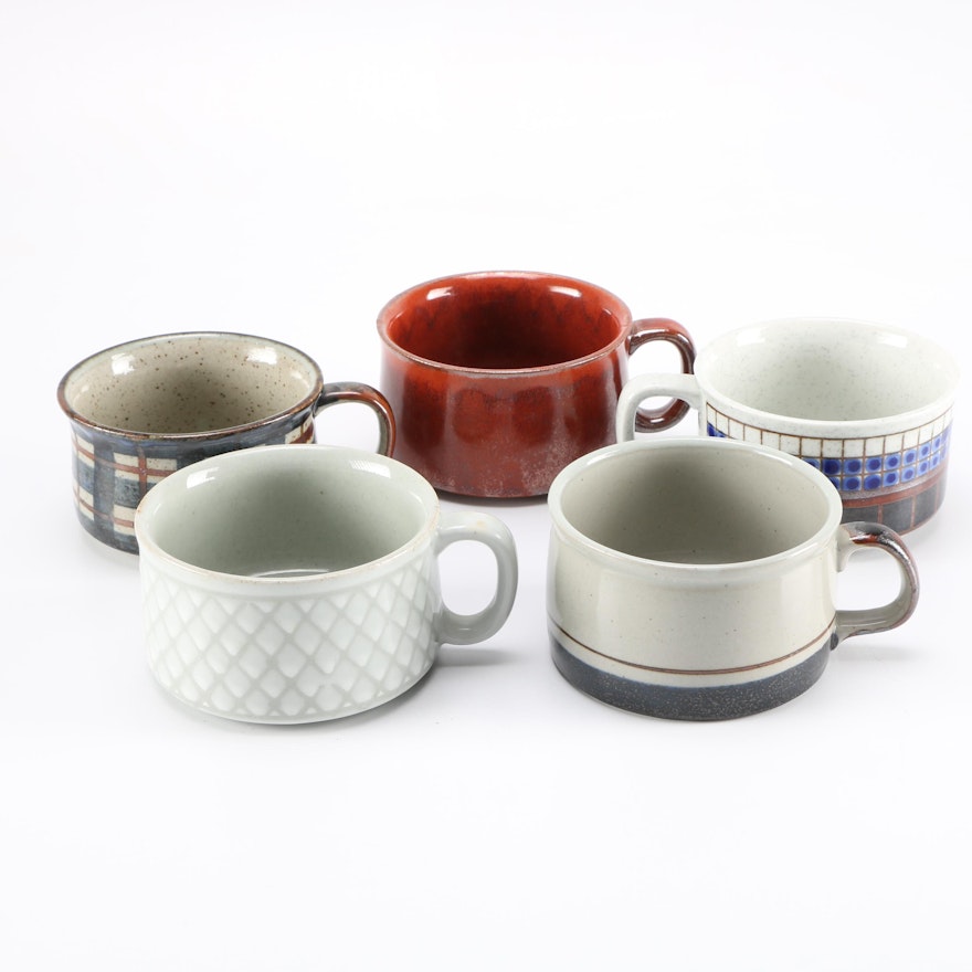 Collection of Stoneware Soup Mugs
