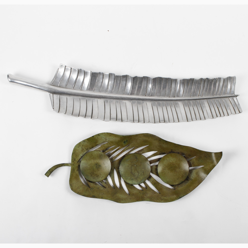 Pair of Metal Leaf Trays