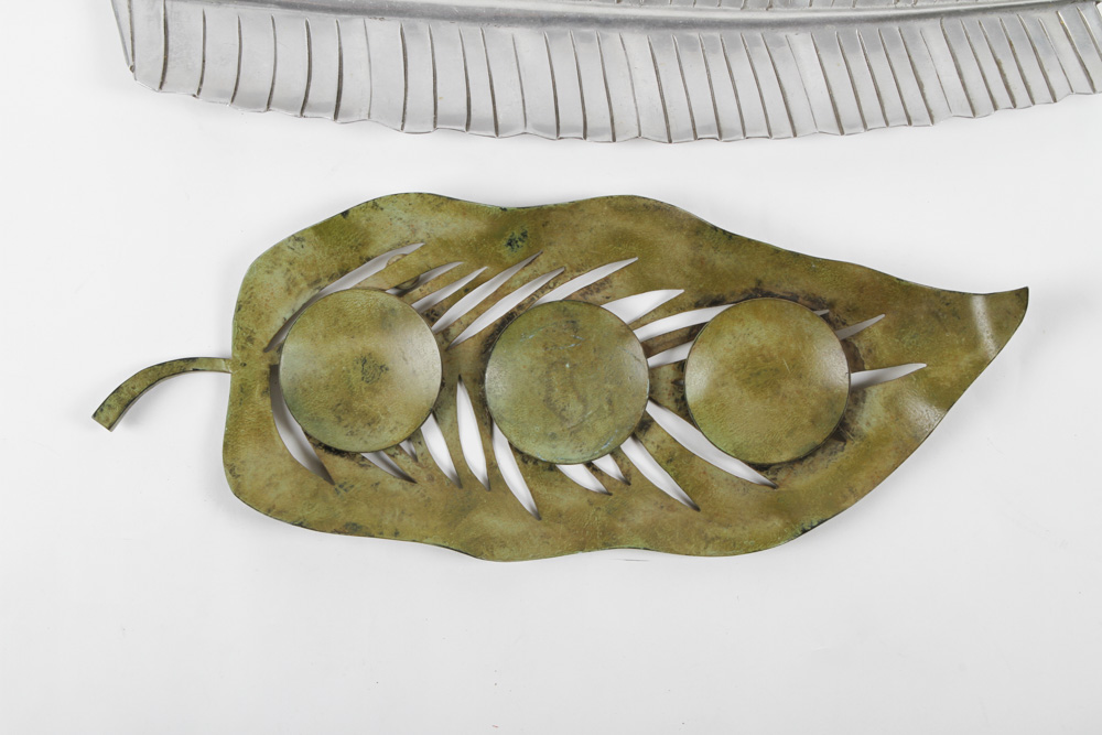 Pair of Metal Leaf Trays