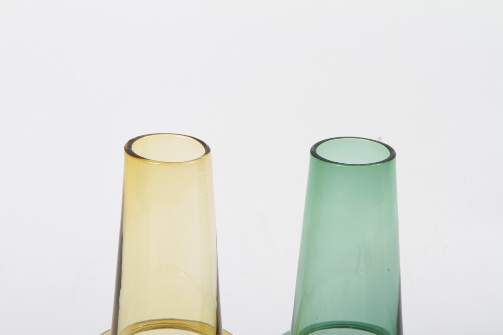 Pair of Mid Century Modern Sea Glasbruk Rocket Sea Glasbruk Kosta Vases