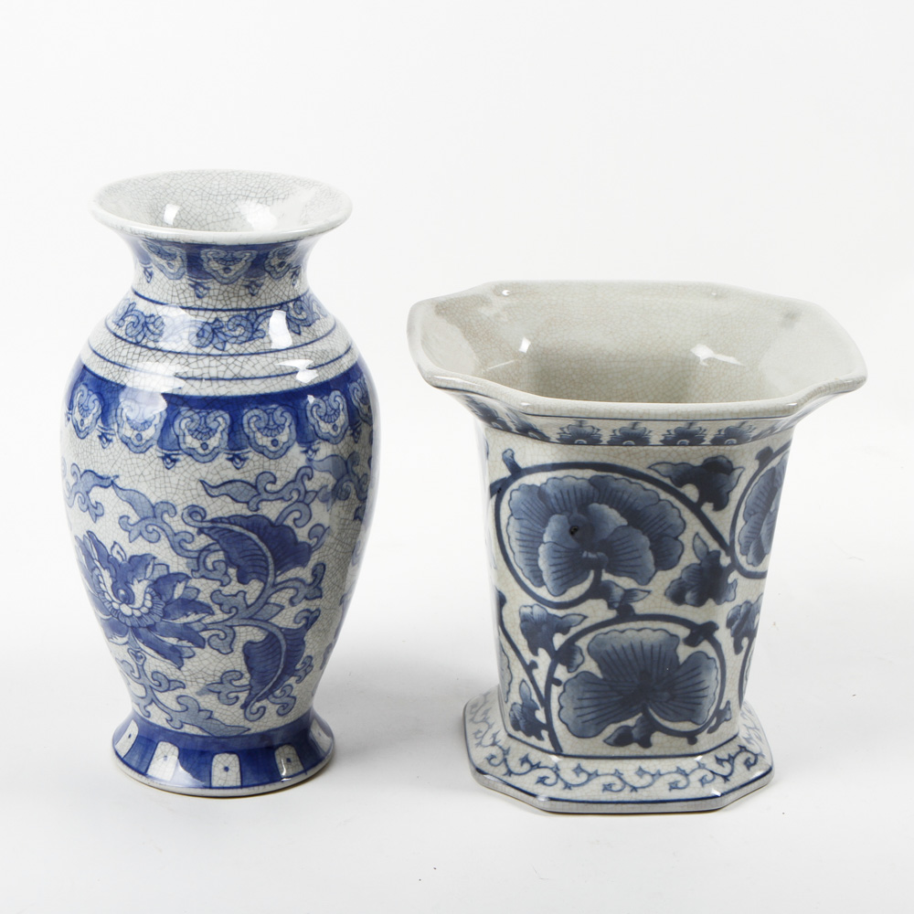 Pair of Blue and White Chinese Vases