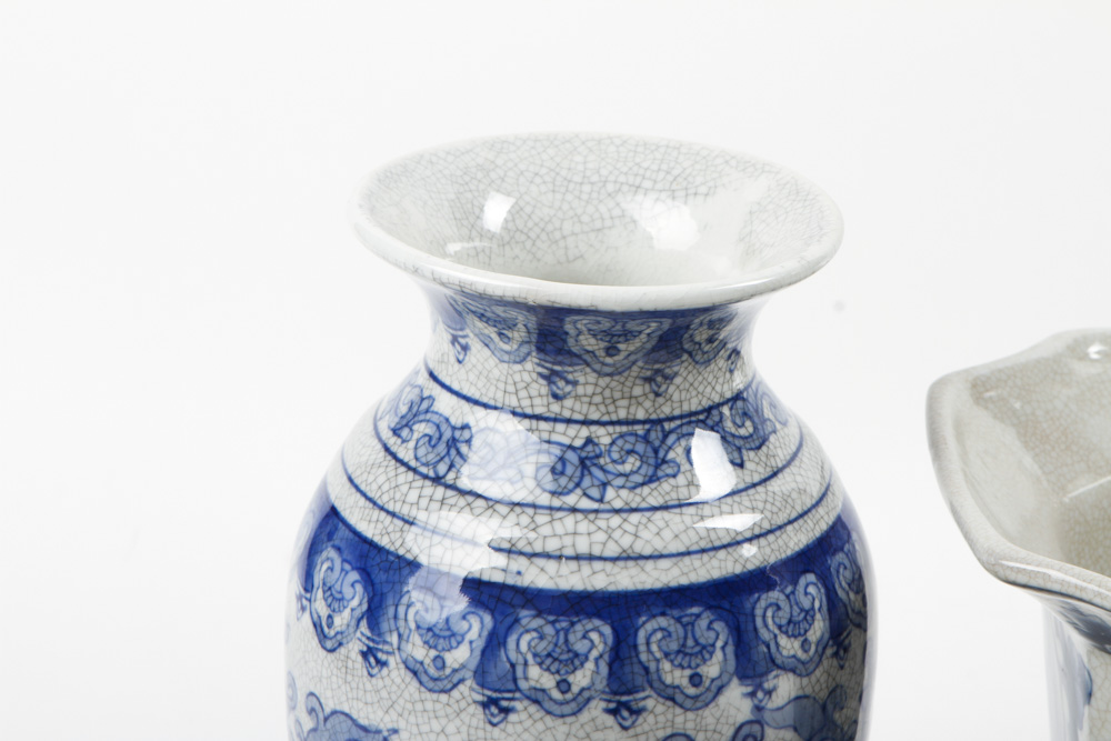Pair of Blue and White Chinese Vases