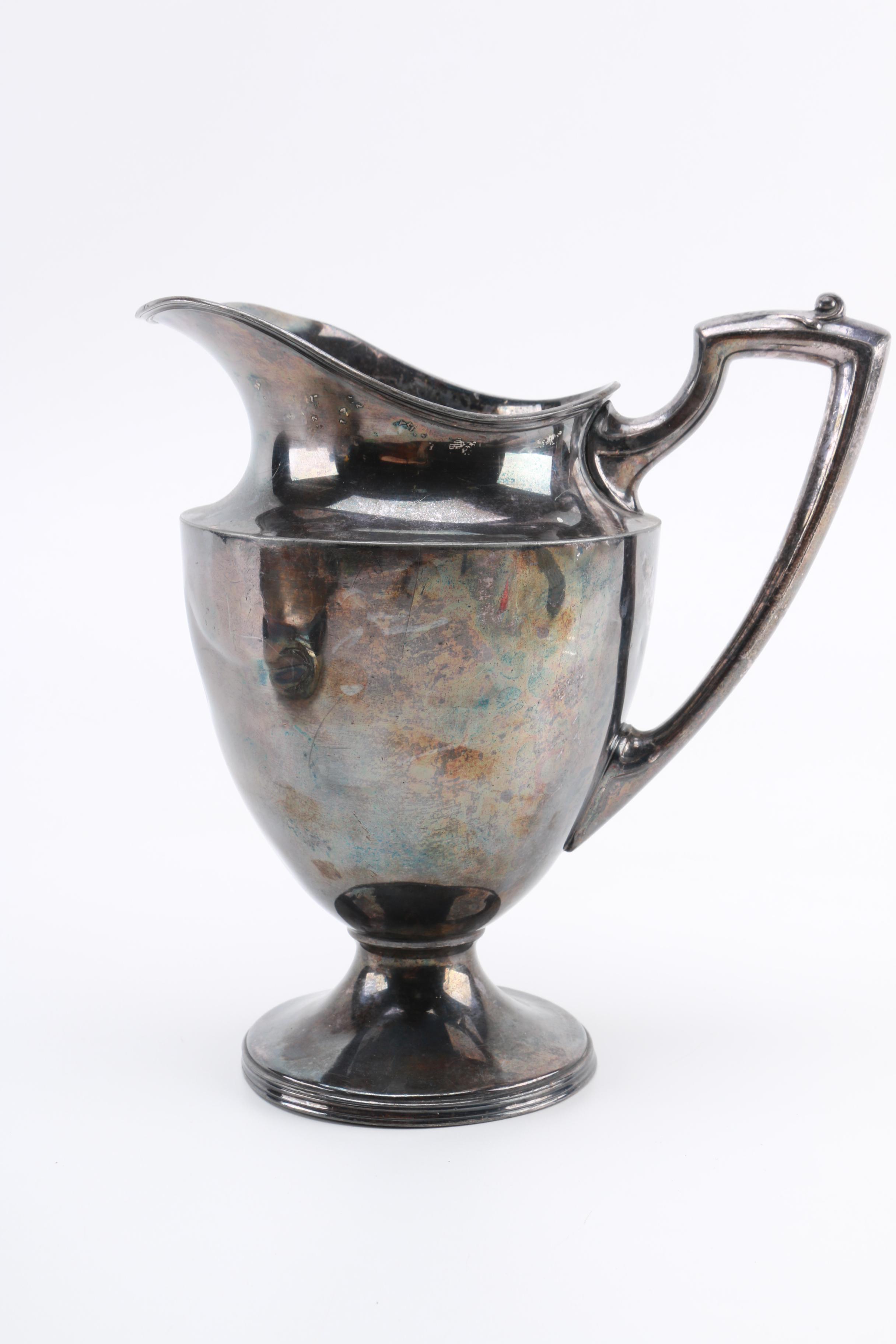 Wallace Bros Neoclassical Silver Plate Pitcher and F.B Rogers Tureen