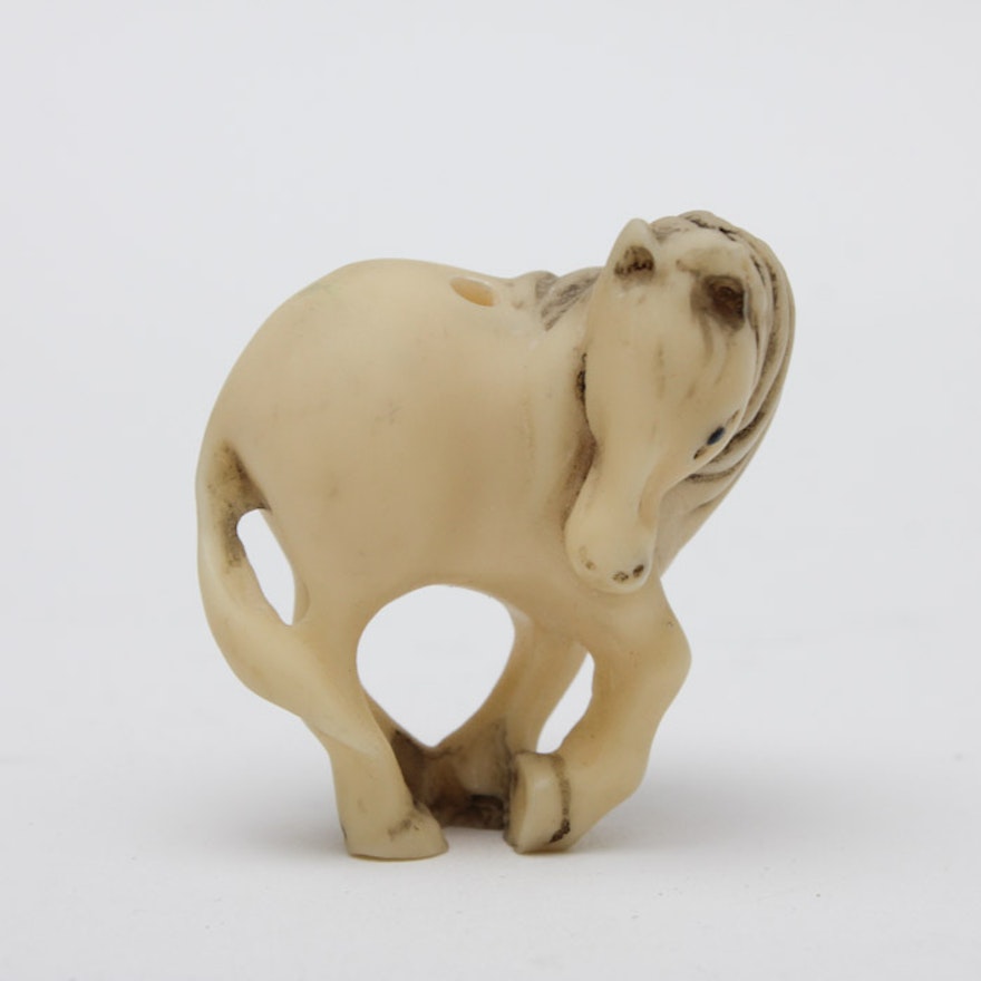 Chinese Carved Bone Horse Bead