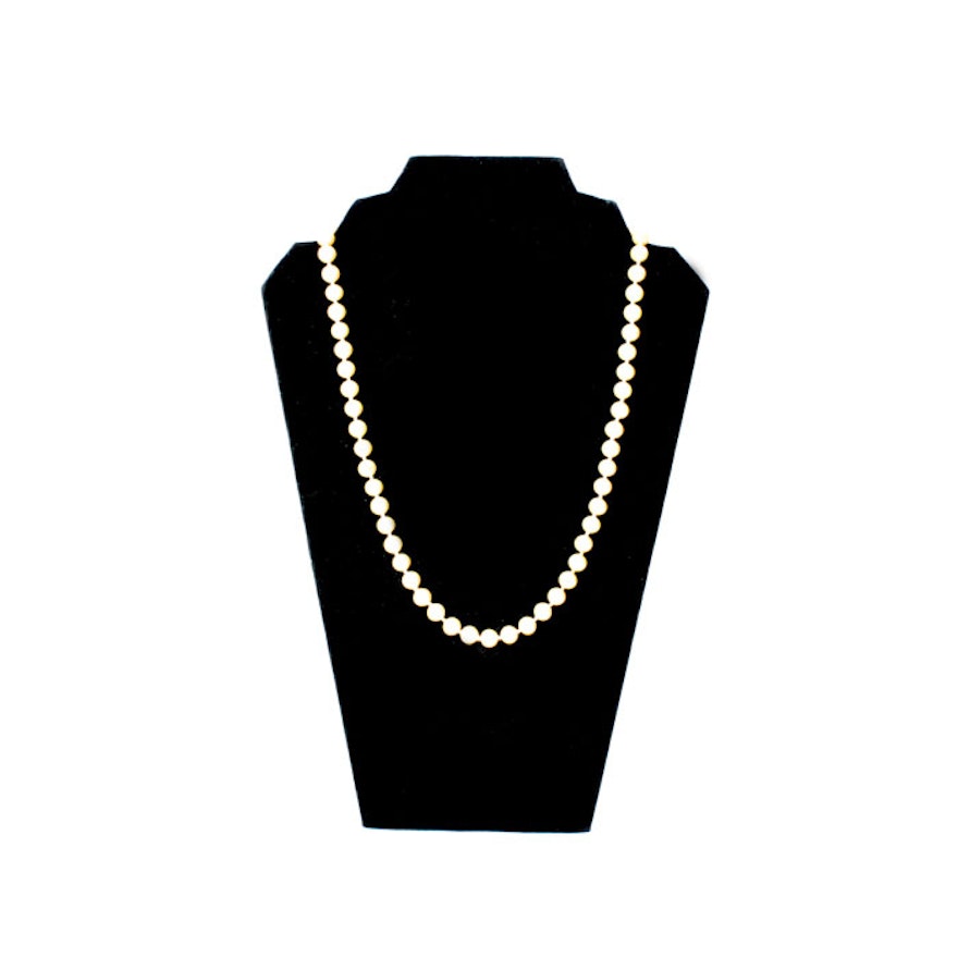 Faux Pearl Necklace With 14K White Gold Clasp