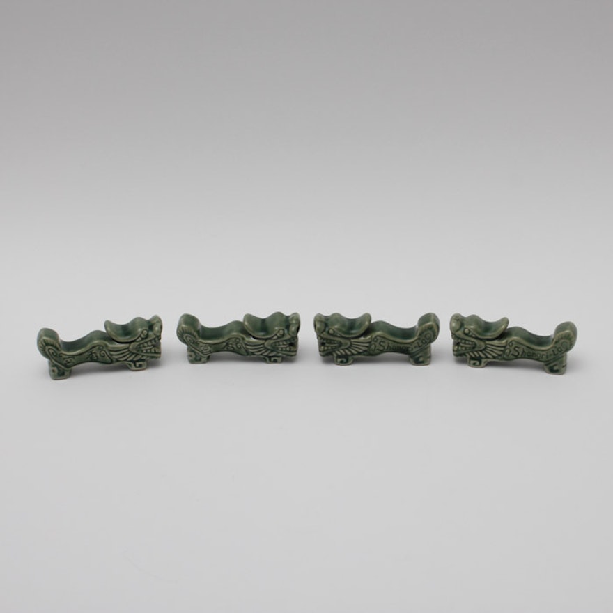 Set of Four Shangri-La Stoneware Chopstick Rests by Claytan