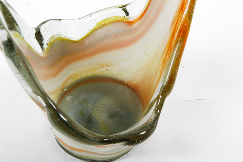 Murano-Style Art Glass Basket Vase