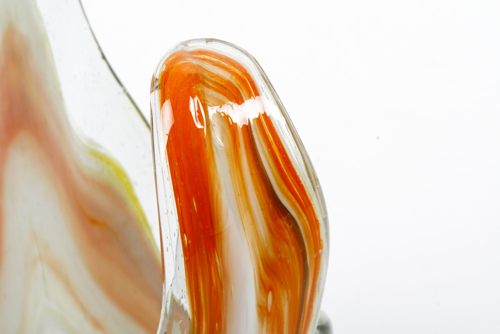 Murano-Style Art Glass Basket Vase